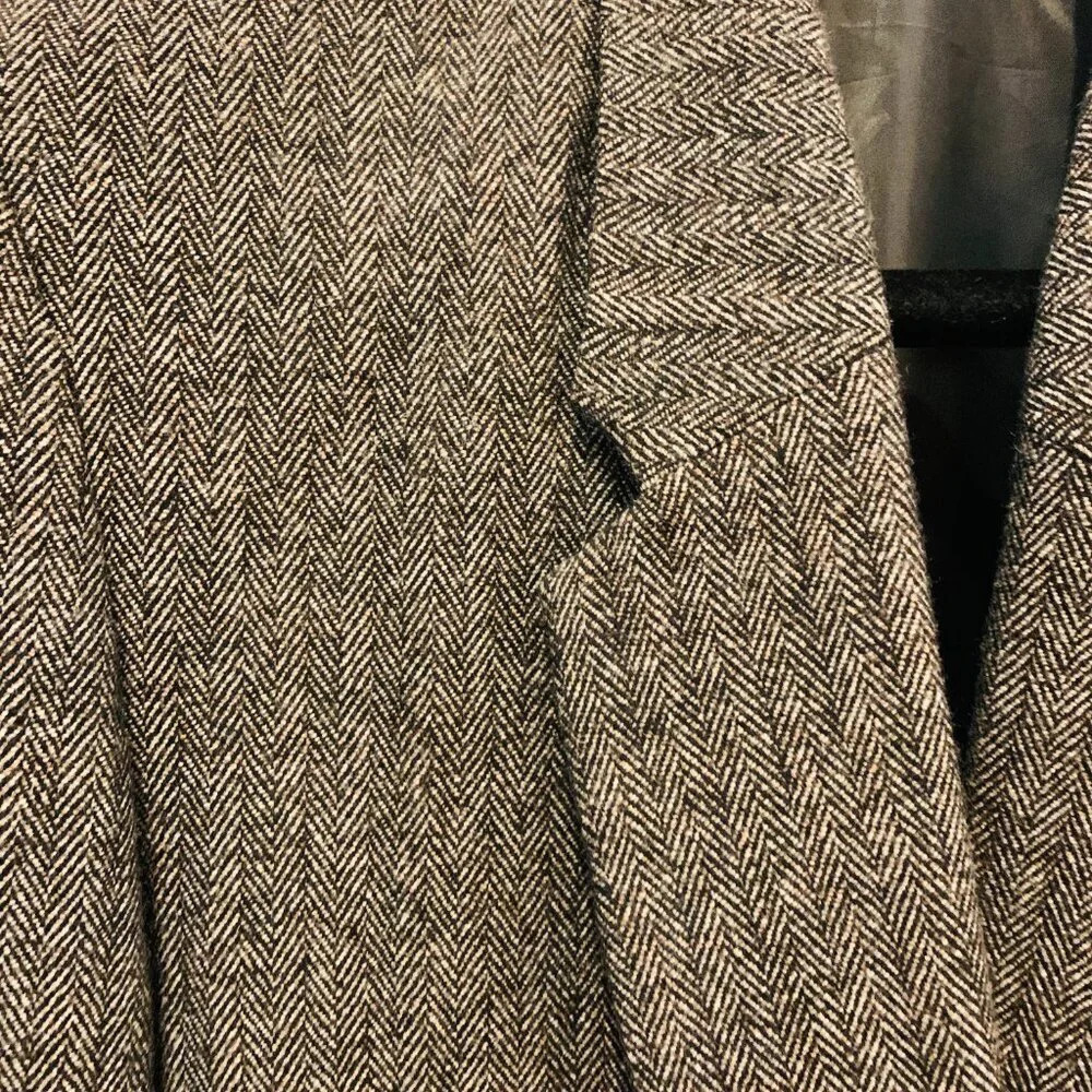 Designer JUN Men's Herringbone Wool Suit Size Medium - Picture 3 of 16